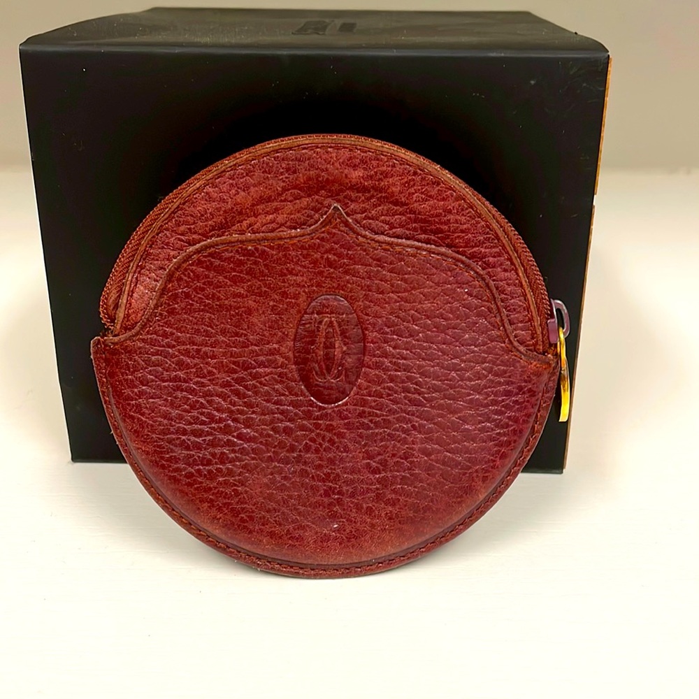 Vintage Cartier Must coin purse - burgundy leather